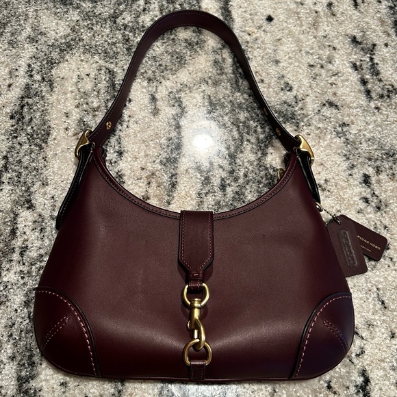 Coach Hamptons Hobo Bag Re-Edition 2005 Black Currant Gold Clasp - Picture 2 of 12